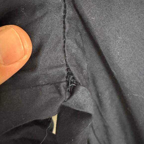 Madewell V-Neck Long-Sleeve Top SZ S Deep Indigo Pleated Sleeve Stretch Pullover - Picture 6 of 9